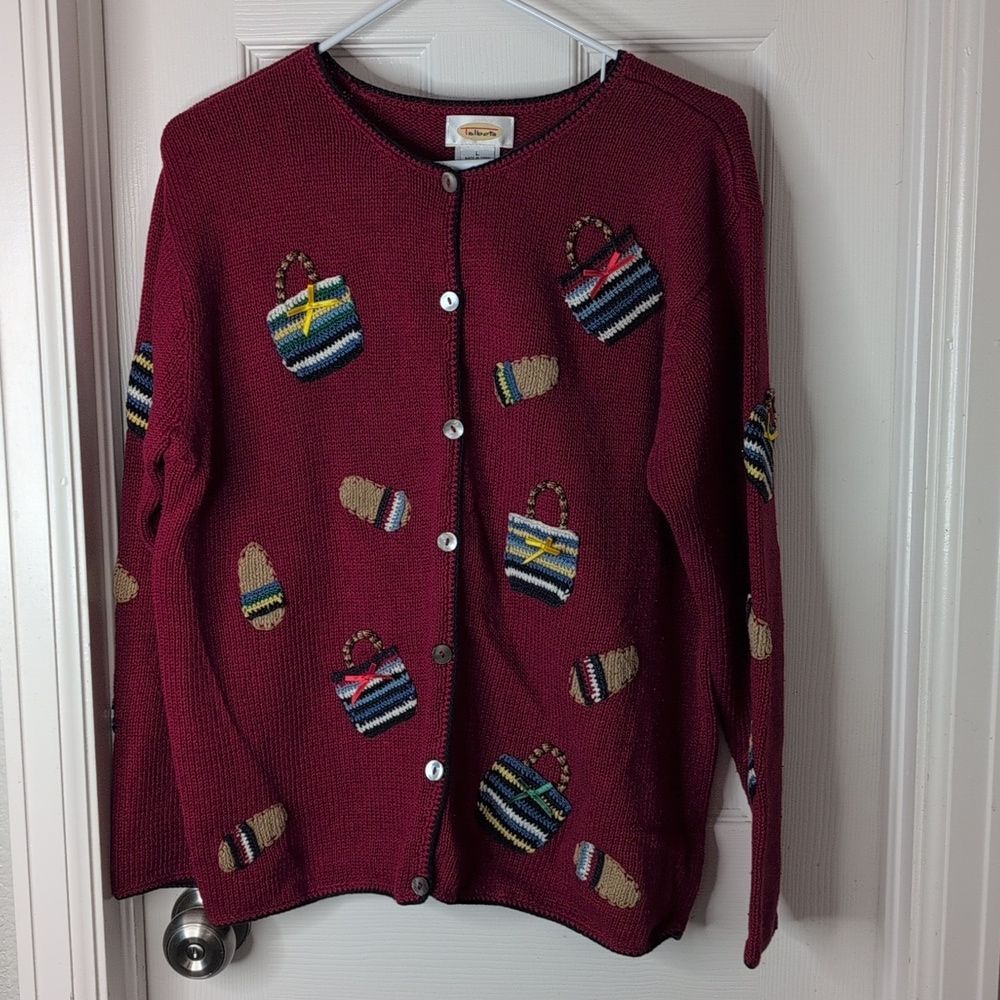 Talbots vintage linen cotton blend sweater size L